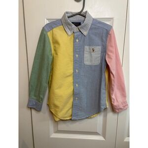 Polo Ralph Lauren Boys Kids Colorblock Oxford Shirt Pastel Size 4 Long Sleeve